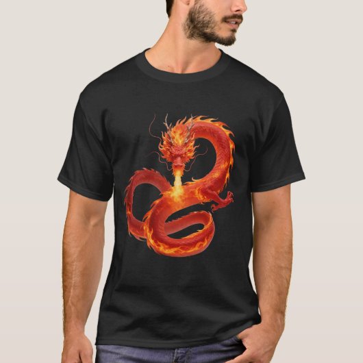 ファンタジーアートのドラゴン・デザイン、神話の生き物 Tシャツ (正面)