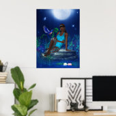 ファンタジーアートのポスター月明かりの鳥の少女 ポスター (ホームオフィス)