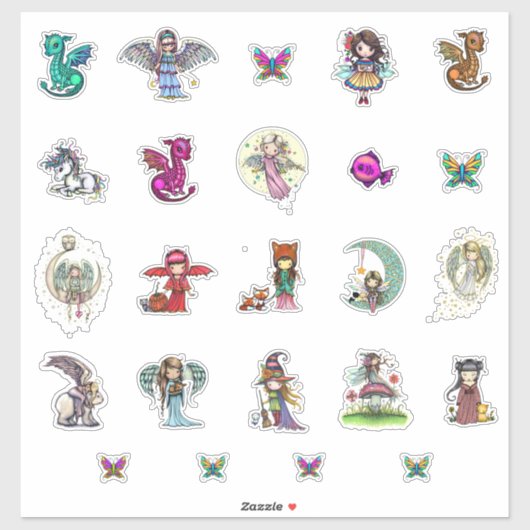 ファンタジーアートの幻想的な世界キャラステッカー シール (シート)