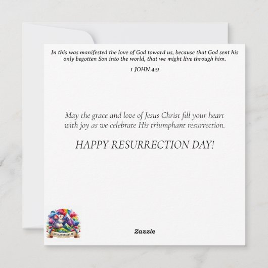 ファンタジーアートウォーターカラーバニーイースターエッグ花 シーズンカード (裏面)