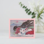 ファンタジーアートガールとドラゴンby Renee Lavoie ポストカード (スタンド正面)