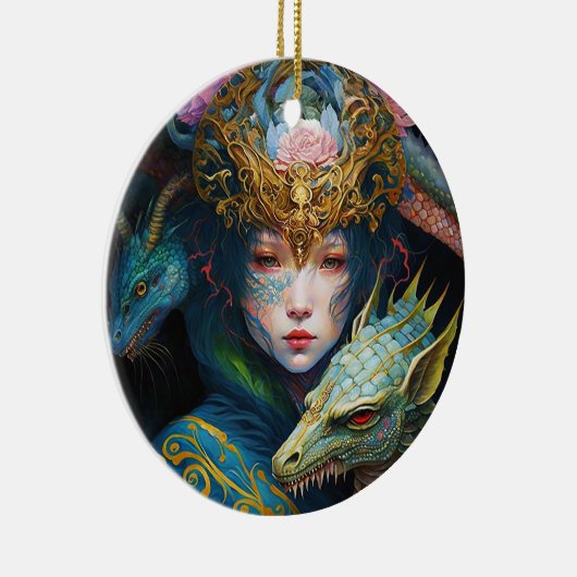 ファンタジーアートドラゴン女神クイーンセラミックオーナメント セラミックオーナメント (右)