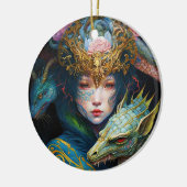 ファンタジーアートドラゴン女神クイーンセラミックオーナメント セラミックオーナメント (左)