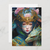 ファンタジーアートドラゴン女神クイーンポストカード ポストカード (正面/裏面)