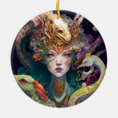 ファンタジーアートドラゴン女神クイーン セラミックオーナメント (裏面)