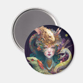 ファンタジーアートドラゴン女神クイーン マグネット (正面/裏面)