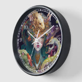 ファンタジーアートドラゴン女神クイーン 壁時計 (傾斜)