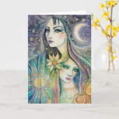 ファンタジーアートナイトアンドデイシナ抽象芸術アート カード (黄色い花)