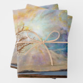 ファンタジーアートノーザンライトランドスケープと木 ラッピングペーパーシート (インサイチュ)