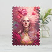 ファンタジーアートロココポートレートピンクレディーフラットカード サンキューカード (スタンド正面)