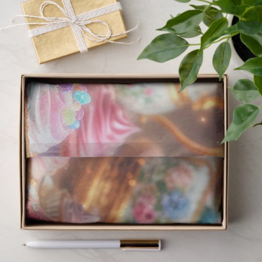 ファンタジーアート猫とマウスティーのパーティーの分離 薄葉紙 (ギフト)