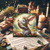 ファンタジーアールヌーボーウッドランドバニーフラワーズイースター シーズンカード