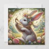 ファンタジーアールヌーボーウッドランドバニーフラワーズイースター シーズンカード (正面)