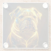 ファンタジーイメージ ネオンイエロー イングリッシュブルドッグ ガラスコースター (裏面)