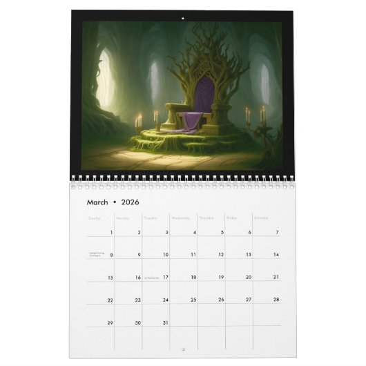 ファンタジーインテリア カレンダー (3月 2026)