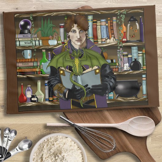 ファンタジーウィザードブックスドラゴンオプション キッチンタオル