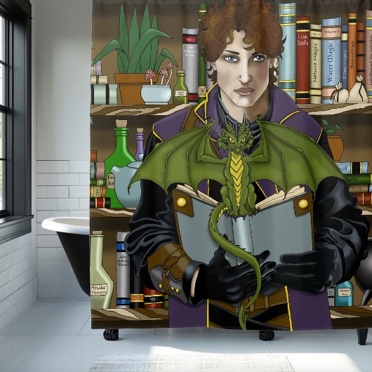 ファンタジーウィザードブックスドラゴンオプション シャワーカーテン