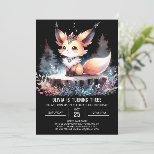 ファンタジーウィムシーキツネ誕生日デジタル 招待状 (スタンド正面)