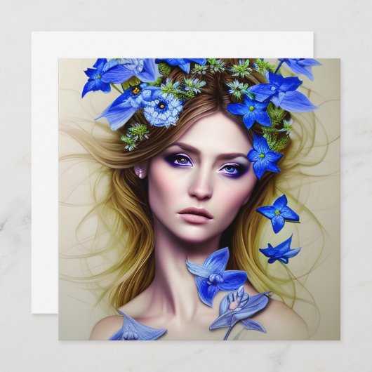 ファンタジーウィメンフェアリーポートレート ノートカード (正面/裏面)