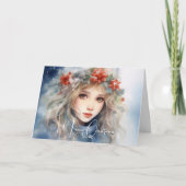 ファンタジーウィンターフェアリークリスマスホリデー カード (正面)