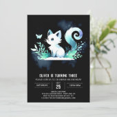 ファンタジーウォーターカラーキャット誕生日 招待状 (スタンド正面)