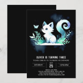 ファンタジーウォーターカラーキャット誕生日 招待状 (正面/裏面)