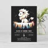 ファンタジーウォーターカラーライオン誕生日 招待状 (スタンド正面)