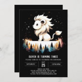 ファンタジーウォーターカラーライオン誕生日 招待状 (正面/裏面)