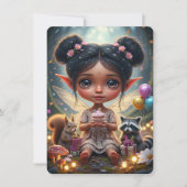 ファンタジーウッドランドインドの妖精の誕生日 招待状 (正面)
