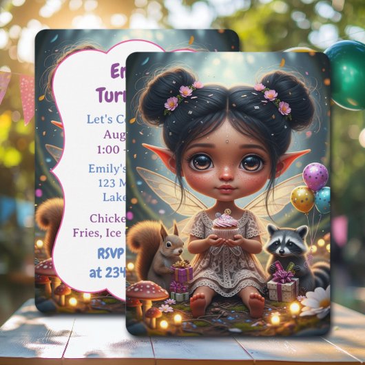 ファンタジーウッドランドインドの妖精の誕生日 招待状