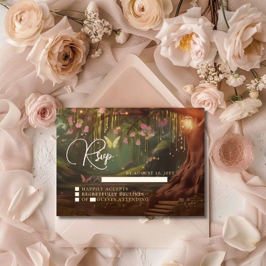 ファンタジーウッドランドエンチャントフォレストスウィート16 RSVP エンクロージャーカード