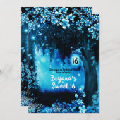 ファンタジーウッドランドエンチャントブルーフォレストスウィート16 招待状 (正面/裏面)