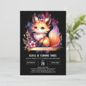 ファンタジーウッドランドキツネ誕生日デジタル 招待状 (スタンド正面)