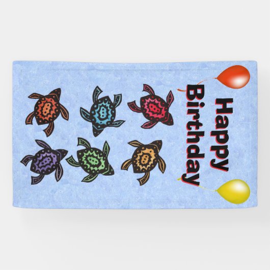 ファンタジーウミガメ色シェルバルーン誕生日 横断幕 (横)