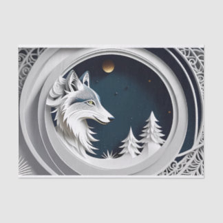 ファンタジーウルフティッシュペーパーオンブルーバックグラウンド 薄葉紙