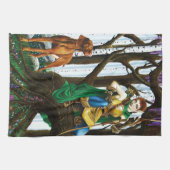 ファンタジーエルフのアーチャー ヴィスラ犬 魔法の森 キッチンタオル (横)