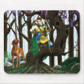 ファンタジーエルフのアーチャー ヴィスラ犬 魔法の森 マウスパッド (正面)