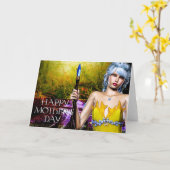 ファンタジーエルフのクリスタルスタッフ 母の日カード カード (黄色い花)