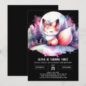 ファンタジーエレガントキツネ誕生日デジタル 招待状 (正面/裏面)