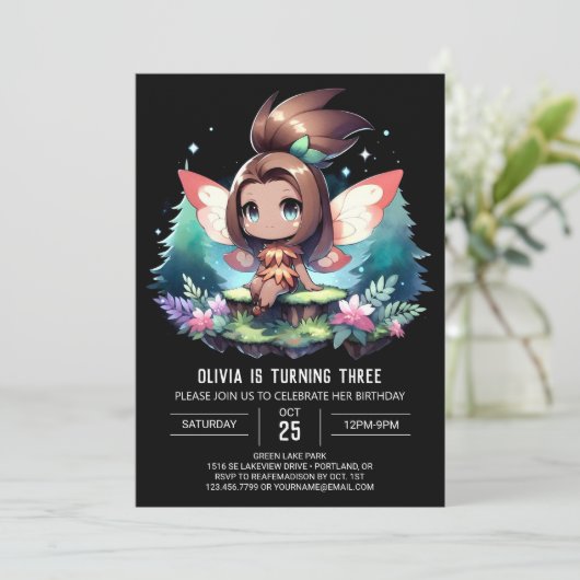 ファンタジーエレガントフェアリ誕生日 招待状 (スタンド正面)