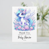ファンタジーエレガントユニコーン赤ちゃんシャワー サンキューカード (スタンド正面)
