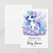 ファンタジーエレガントユニコーン赤ちゃんシャワー サンキューカード (正面/裏面)