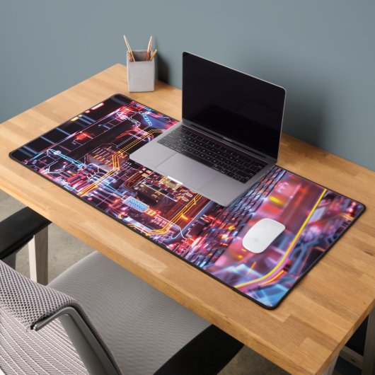 ファンタジーエレクトロネオンガラスノートパソコンデジタルアート デスクマット (オフィス2)