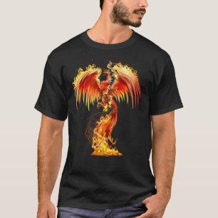 ファンタジーオレンジ色の火のフェニックスは炎のAから上昇 Tシャツ