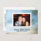 ファンタジーカスタムビーチ写真ウェディング日付を保存 案内ポストカード (正面/裏面)