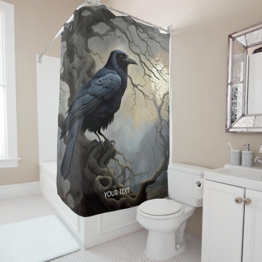 ファンタジーカラスの木の暗闇 シャワーカーテン (インサイチュ)