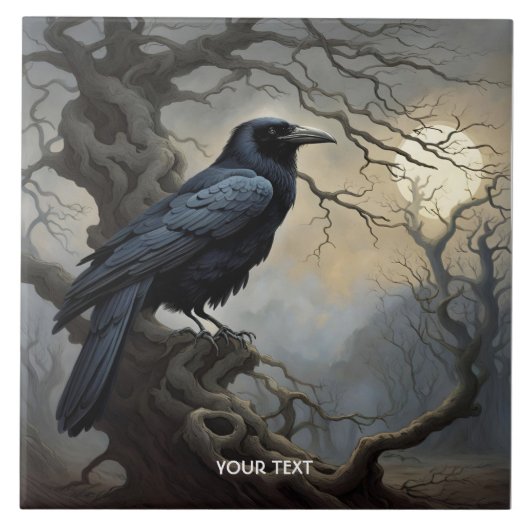 ファンタジーカラスの木の暗闇 タイル (正面)