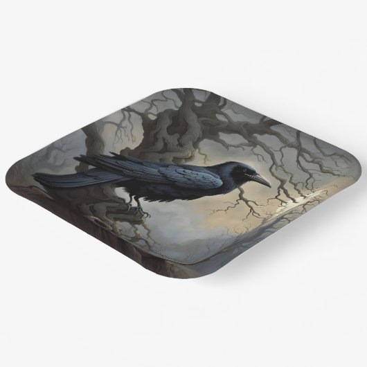 ファンタジーカラスの木の暗闇 ペーパープレート (傾斜あり)