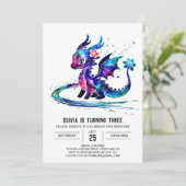 ファンタジーカラフルなドラゴンデジタルガールバースデー 招待状 (スタンド正面)