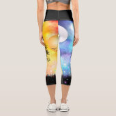 ファンタジーカラフルの夕日と黒いシルエット カプリレギンス (裏面)